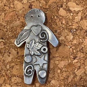Silver Gingerbread Brooch